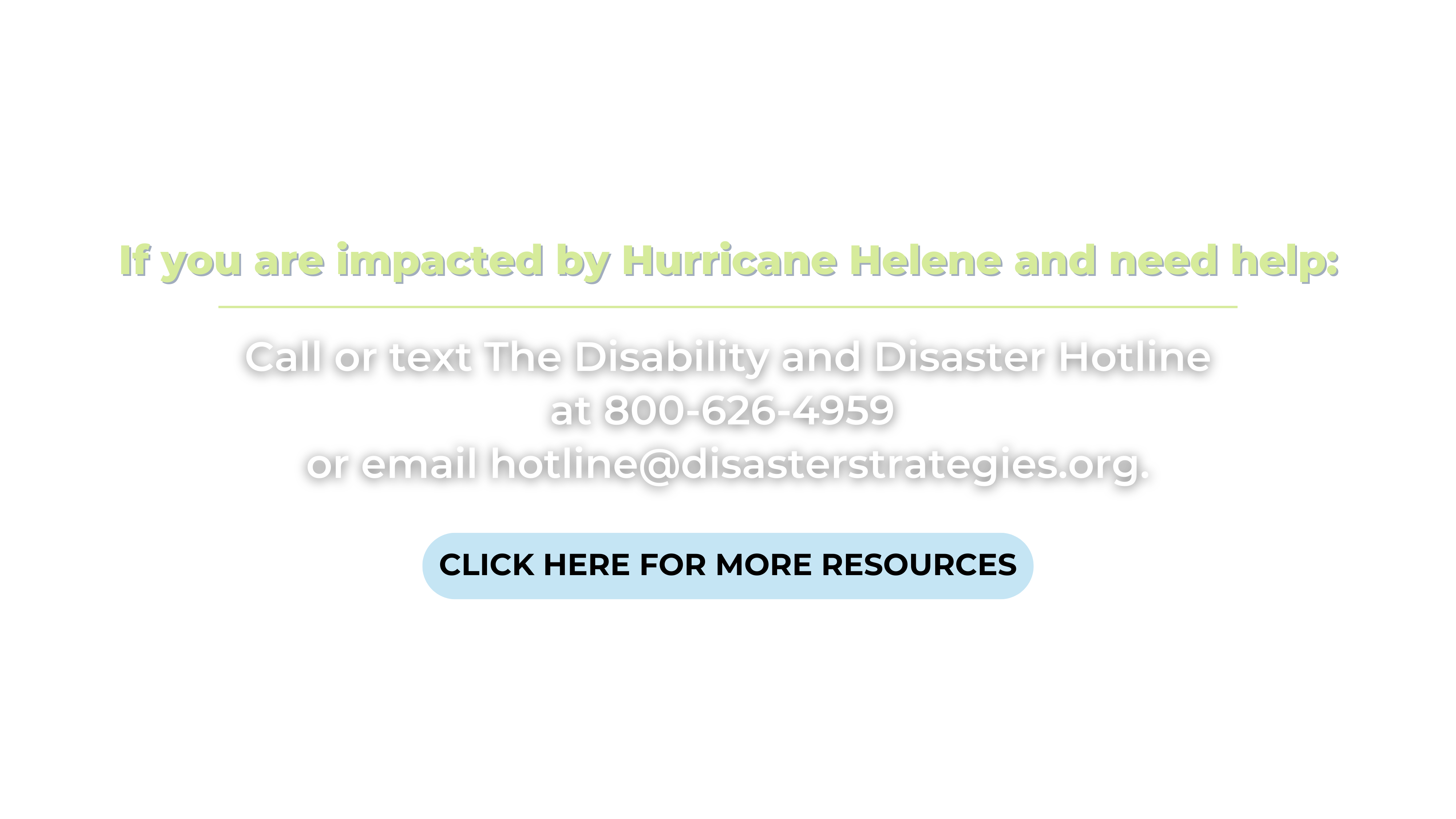 Hurricane Helene Disaster Response Hotline