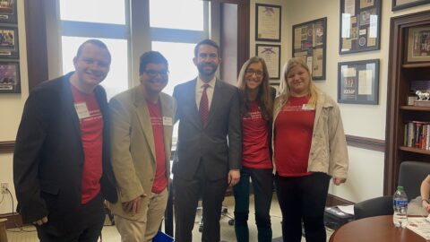 University of Georgia Destination Dawgs students in a picture with Rep. Houston Gaines